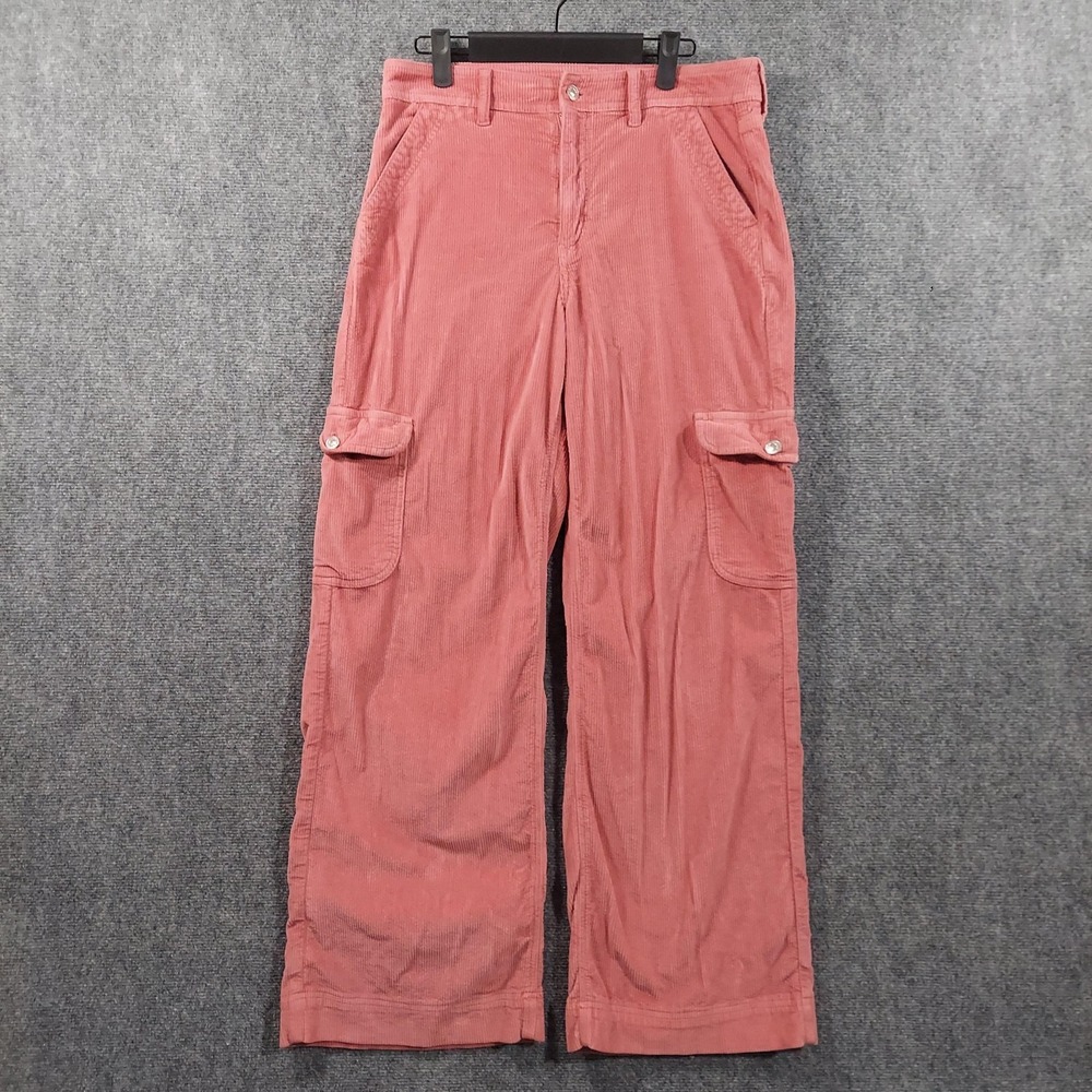 American Eagle Pants Womens 8 Pink Corduroy Cargo Baggy High Rise Wide Leg Y2K